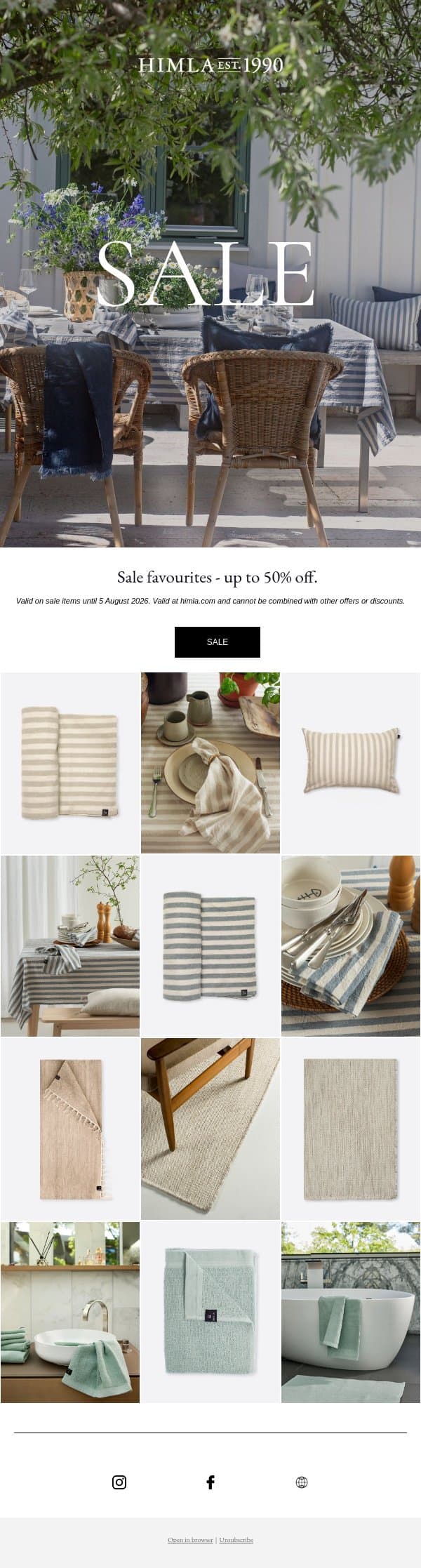 Sale favourites - up to 50% off. email from Himla screenshot