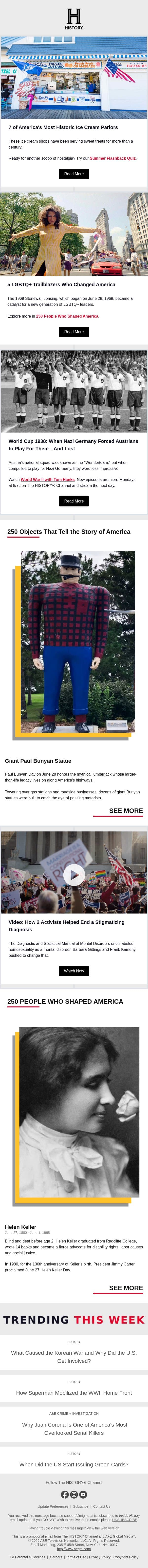 Where Are the Most Historic Ice Cream Parlors in America? email from History screenshot
