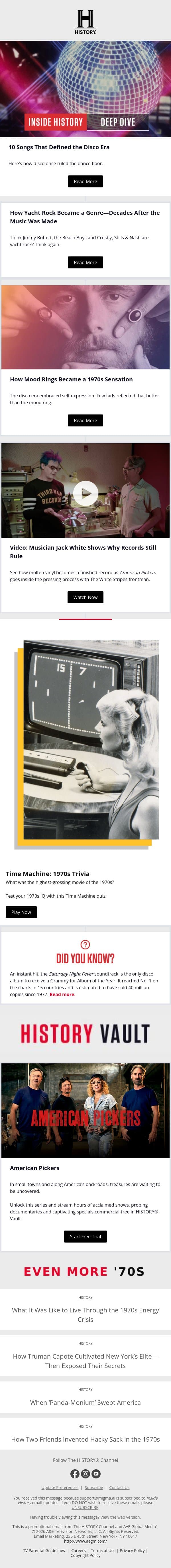 10 Songs That Prove Disco Never Died email from History screenshot