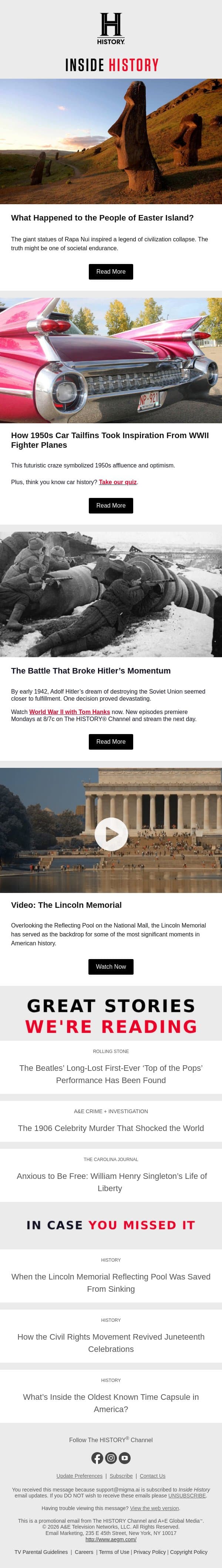 What Happened to the People of Easter Island? email from History screenshot