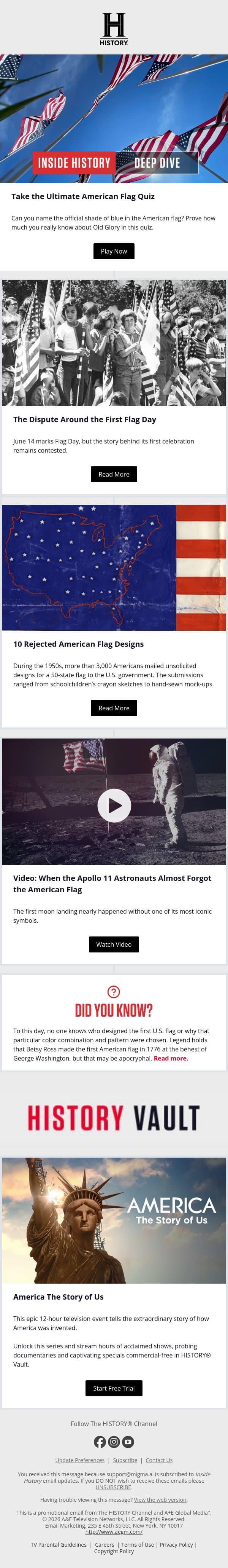 Think You Know the Stars and Stripes? Take Our Quiz email from History screenshot