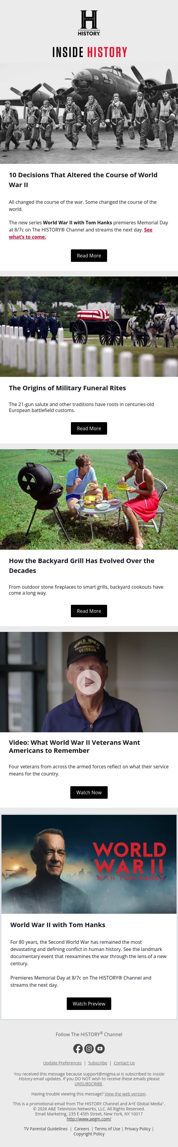 10 Decisions That Altered the Course of World War II email from History screenshot