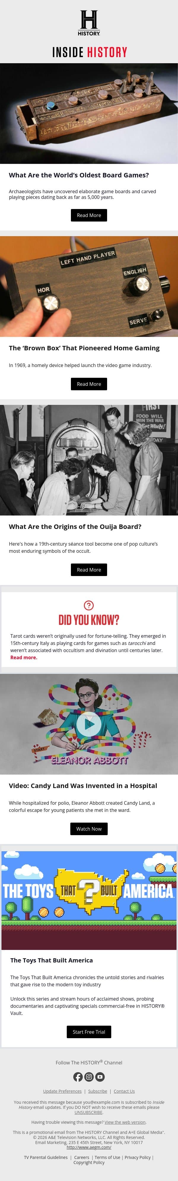 What Are the World’s Oldest Board Games? email from History screenshot