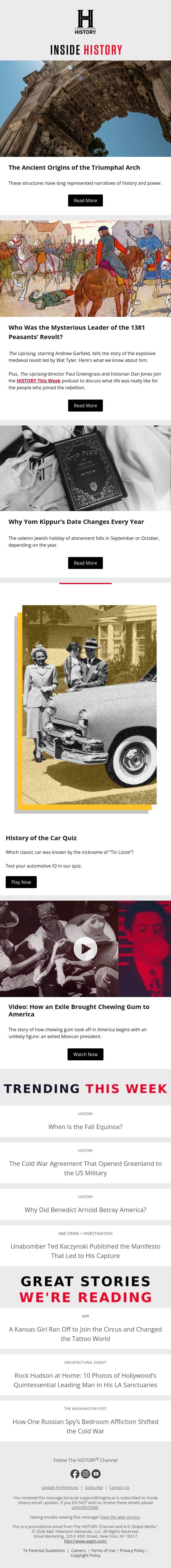 Who Built the First Triumphal Arches? email from History screenshot