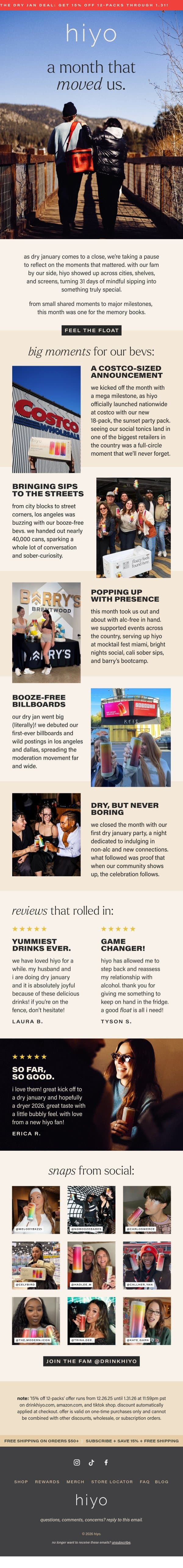DRY JAN DONE RIGHT! email from Hiyo screenshot