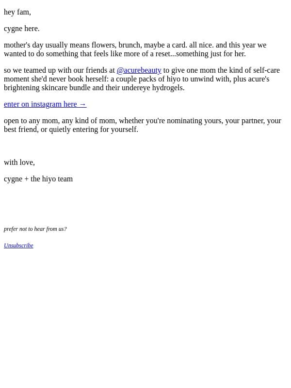 because mom deserves MORE email from Hiyo screenshot