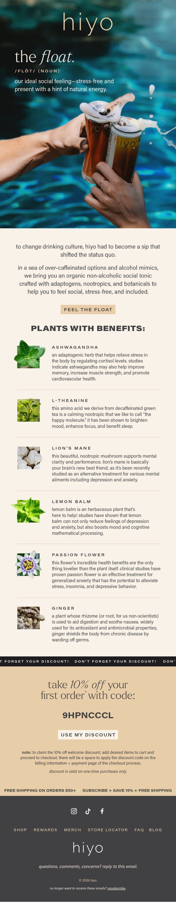 MEET THE FUNCTIONALS IN THE FLOAT 🌱 email from Hiyo screenshot