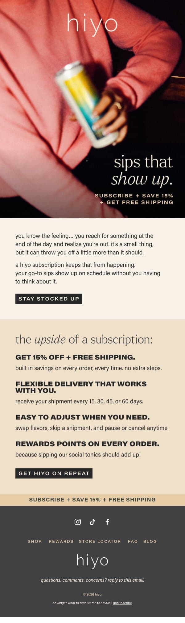 SET IT AND FORGET IT! email from Hiyo screenshot