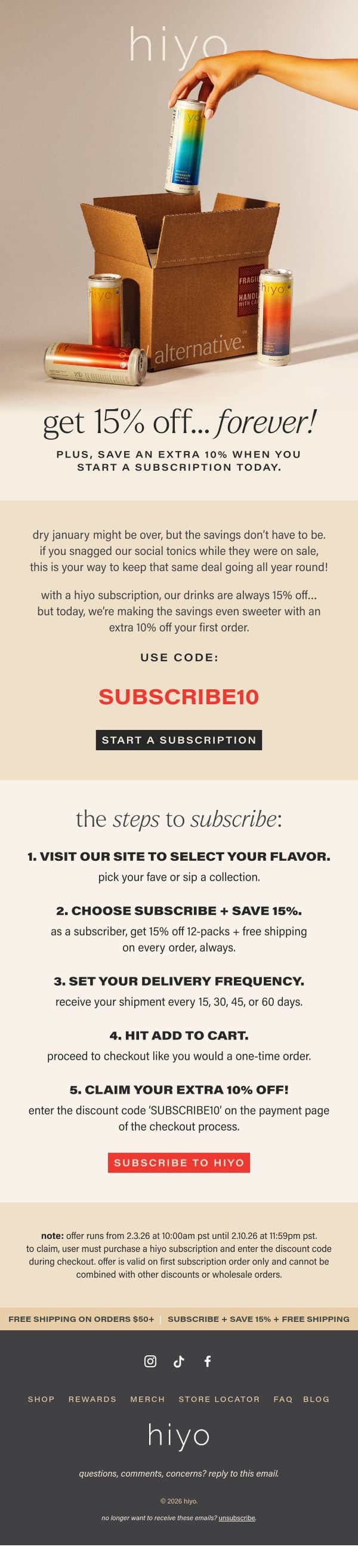 DISCOUNTS ON DISCOUNTS. email from Hiyo screenshot