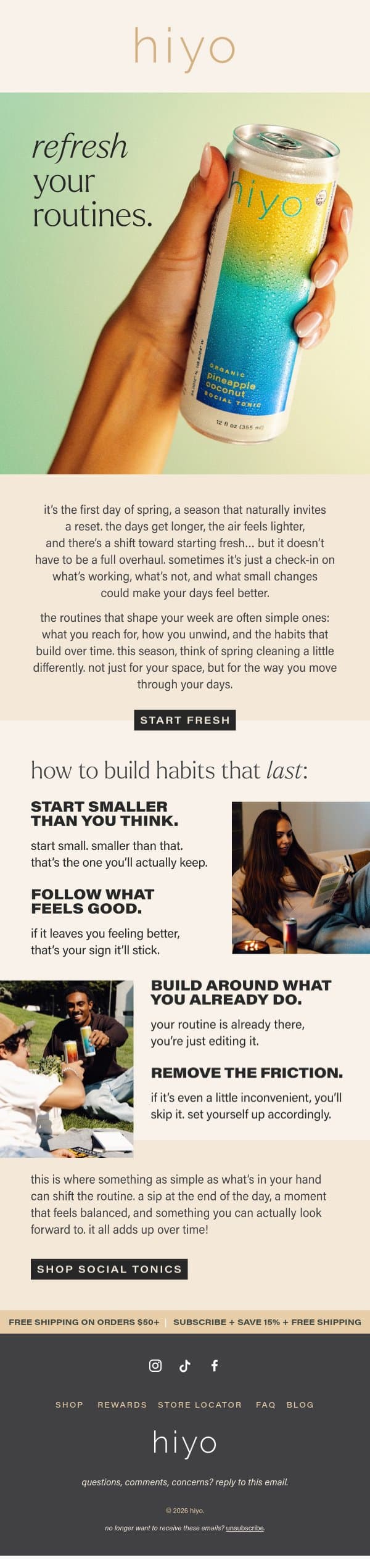 SPRING INTO A FRESH START. email from Hiyo screenshot
