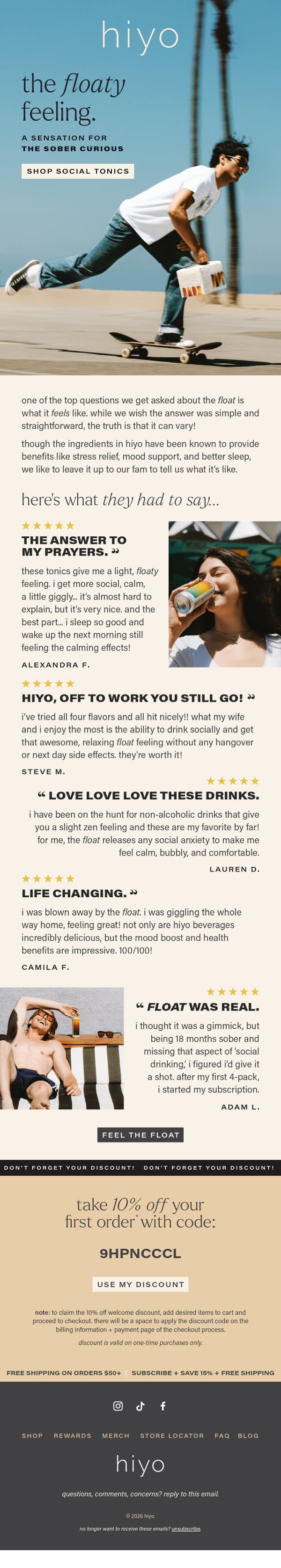 "LIFE CHANGING" email from Hiyo screenshot