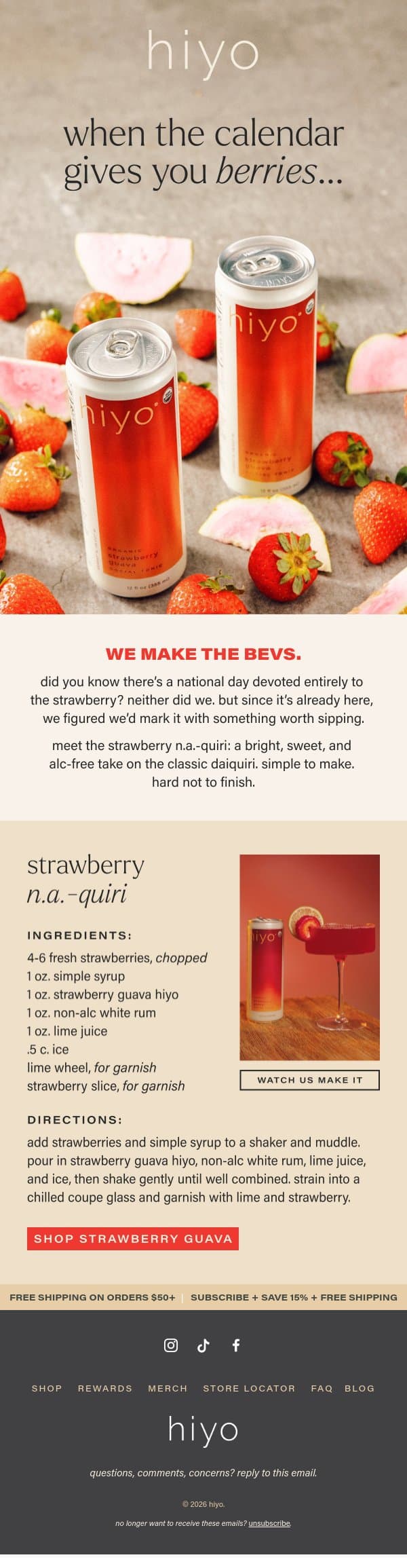 SOMETHING WORTH SIPPING. email from Hiyo screenshot
