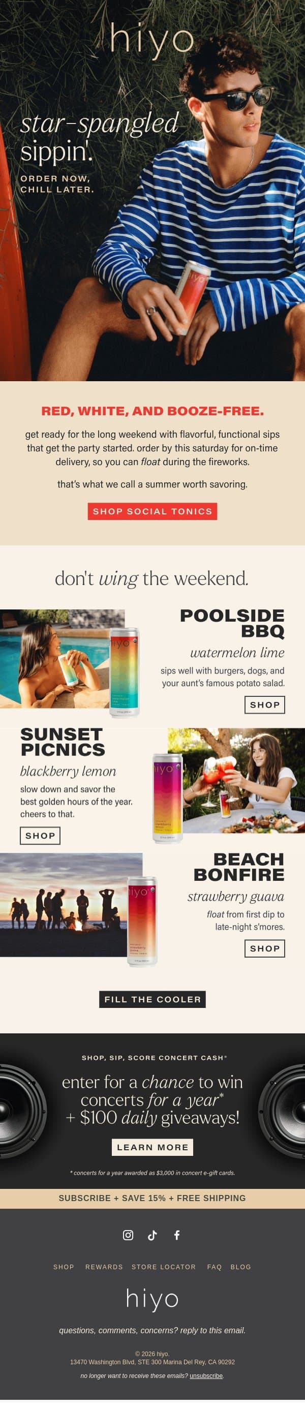GET LONG WEEKEND READY. email from Hiyo screenshot