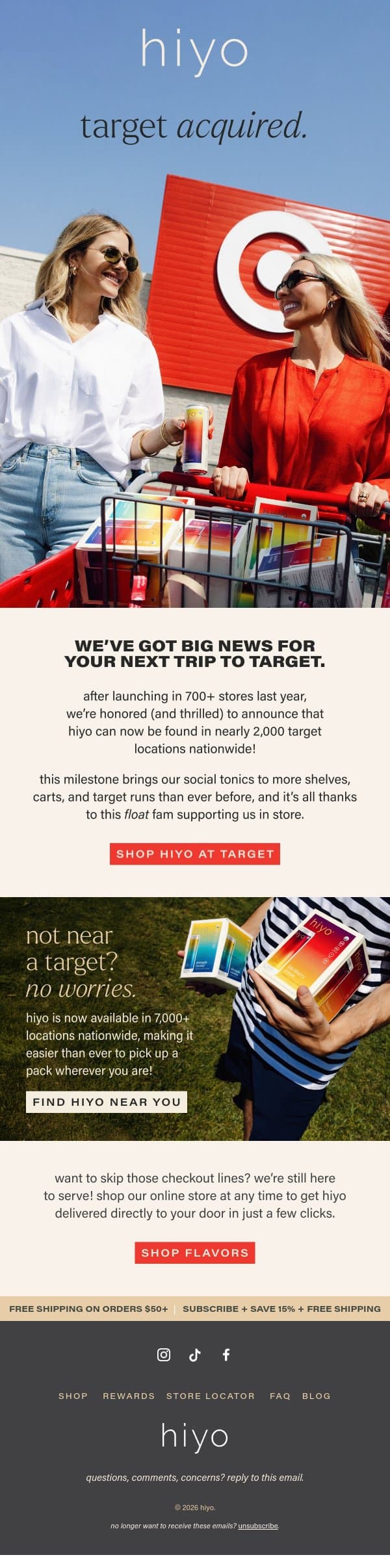 2,000 TARGETS! email from Hiyo screenshot