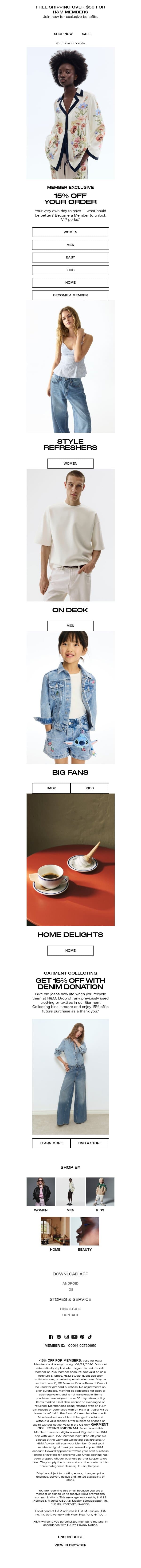 Today only: 15% off for Members email from H&M Kids screenshot