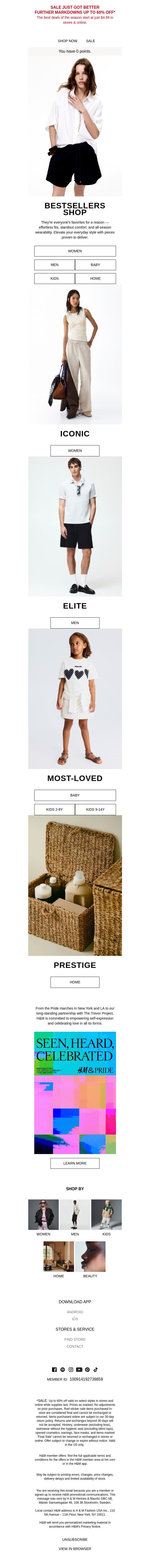 And summer's bestsellers are... email from H&M Kids screenshot