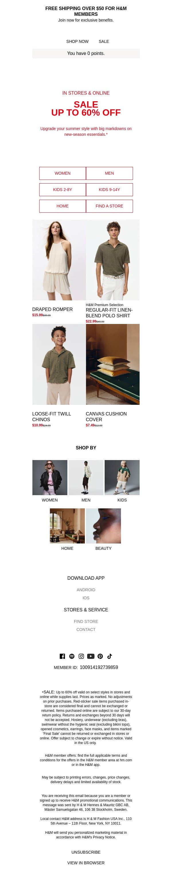 Sale is here: up to 60% off email from H&M Kids screenshot