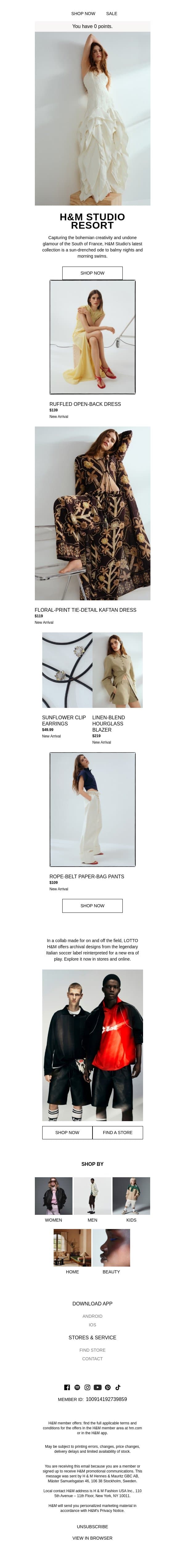 Just dropped: H&M Studio Resort email from H&M Kids screenshot