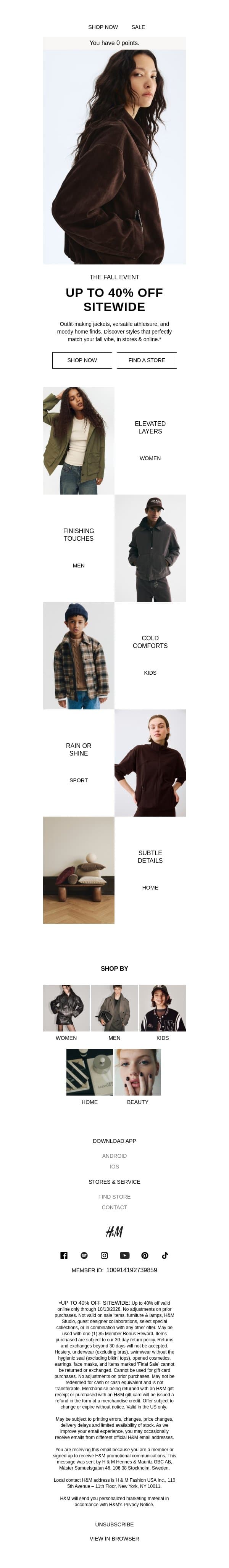 Your fall aesthetic is up to 40% off email from H&M Kids screenshot