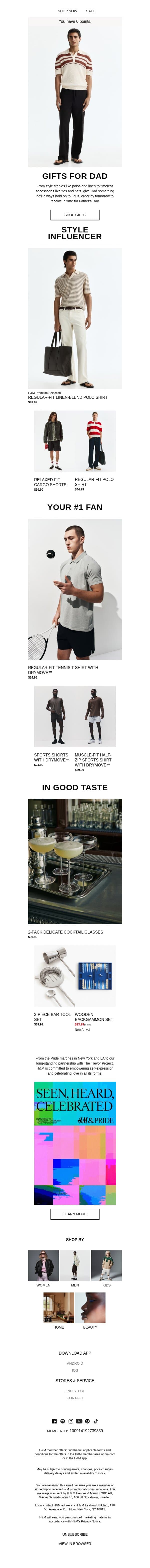 The father of all gifts... email from H&M Kids screenshot