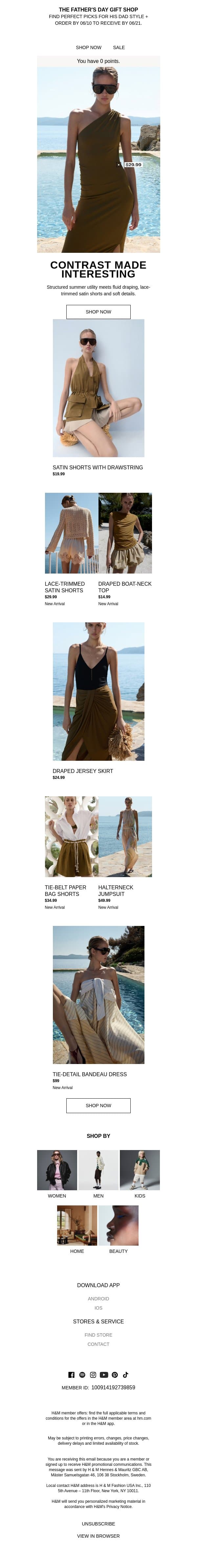 Soft summer silhouettes email from H&M Kids screenshot