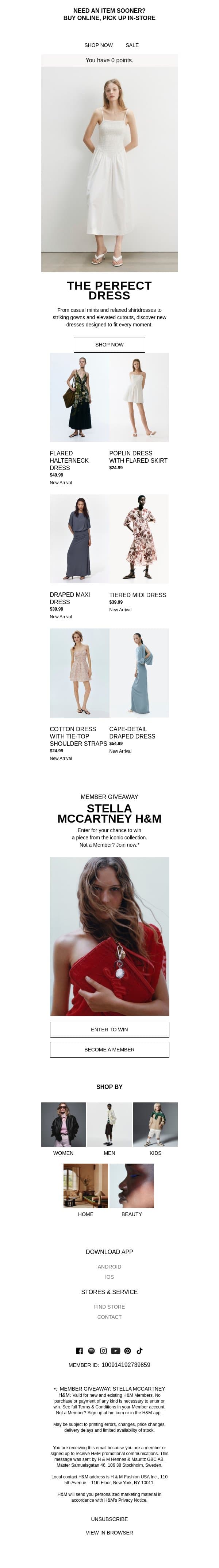 Elevated occasion dresses to celebrate in email from H&M Kids screenshot