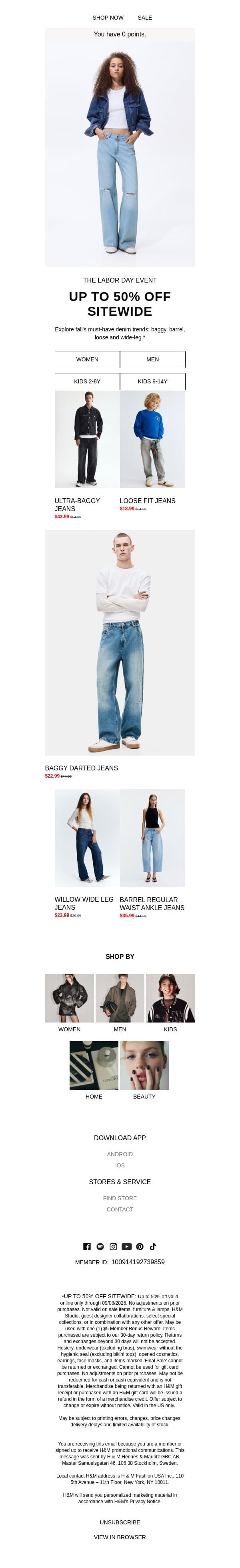 Denim for the whole fam from $12.99 email from H&M Kids screenshot