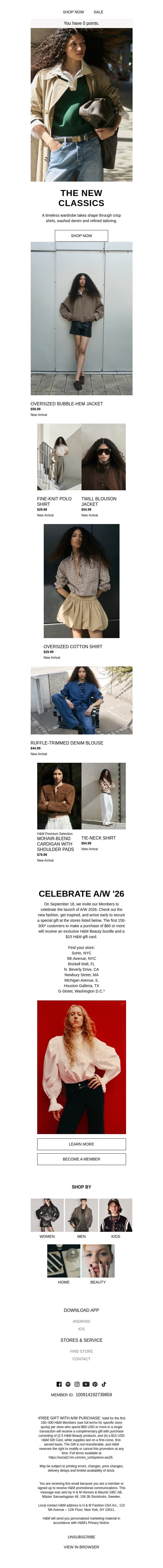 In focus: The new classics email from H&M Kids screenshot