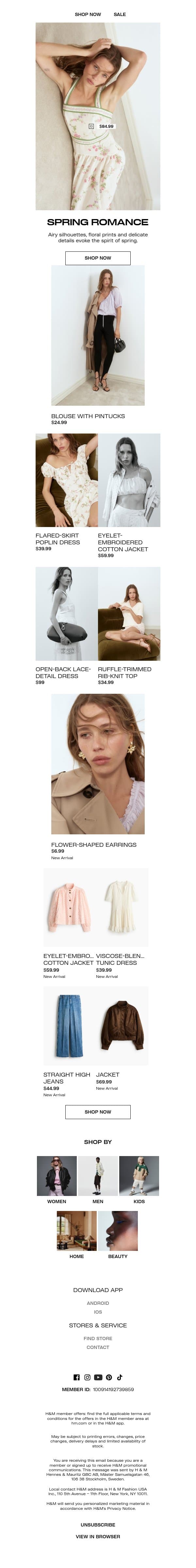 An air of spring romance email from H&M Kids screenshot