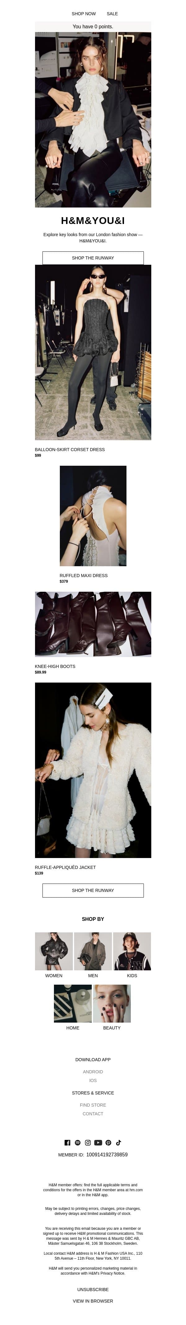 Key runway looks from London email from H&M Kids screenshot