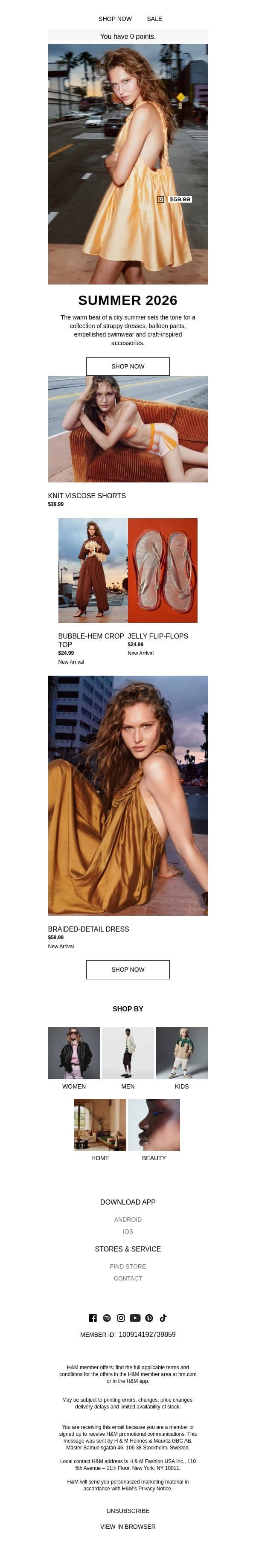 Summer 2026: The Vibrant Edit email from H&M Kids screenshot