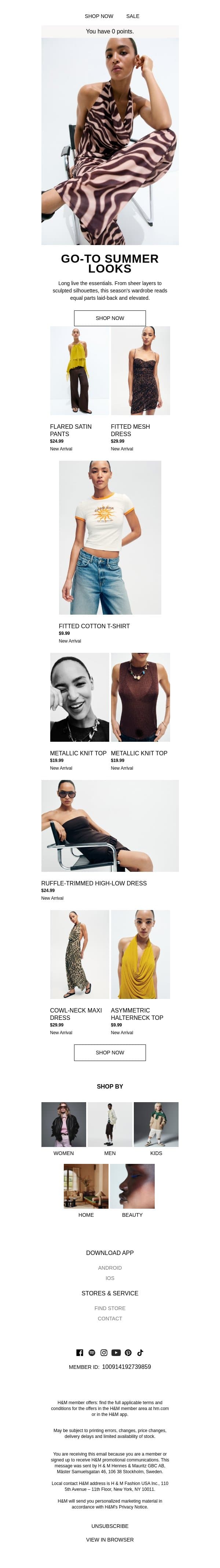 Go-to summer looks email from H&M Kids screenshot