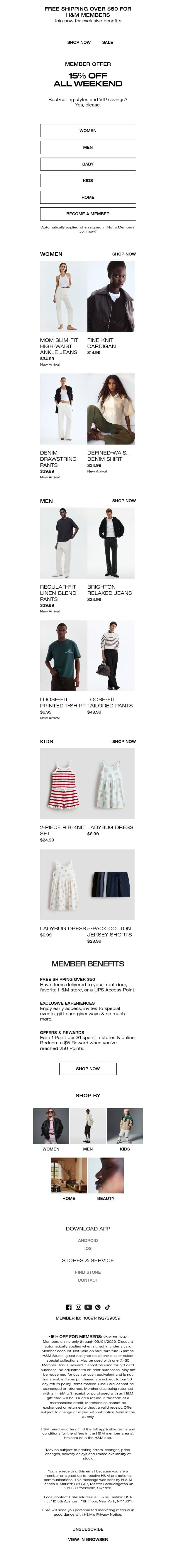 15% off the best of the best email from H&M Kids screenshot