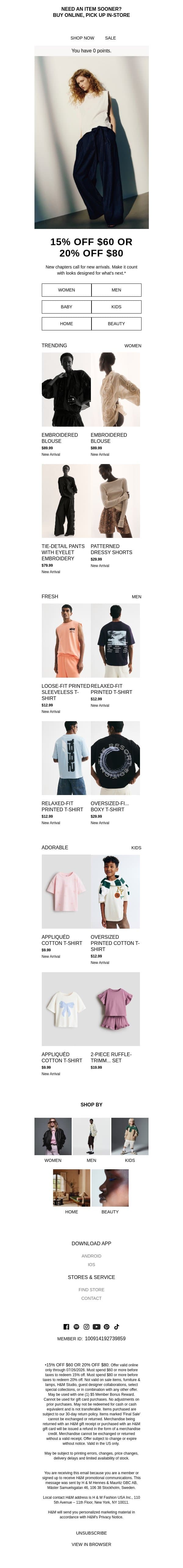 Last day: 15% off or 20% off?! email from H&M Kids screenshot