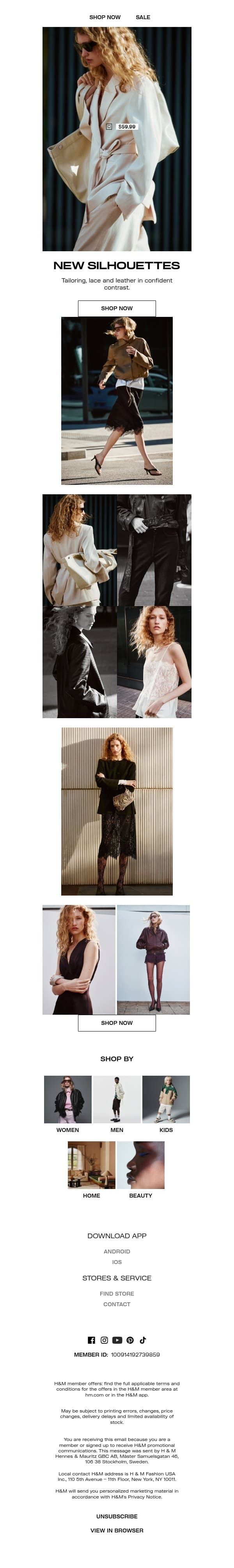 Sharp tailoring meets subtle sensuality email from H&M Kids screenshot