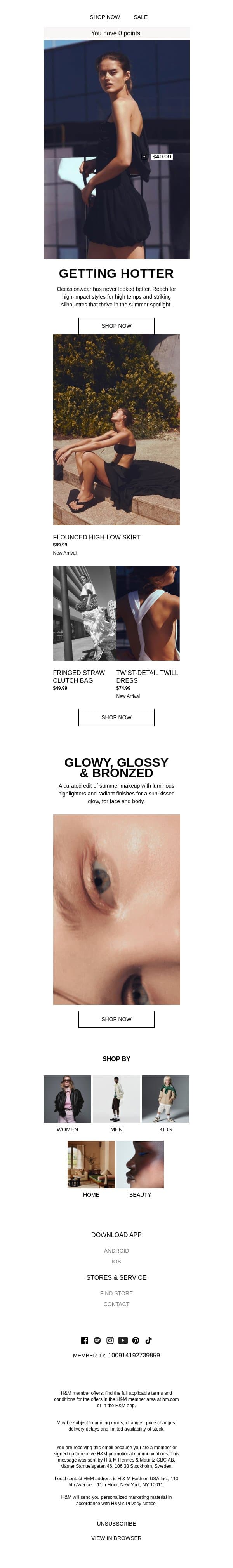 In focus: Summer partywear email from H&M Kids screenshot