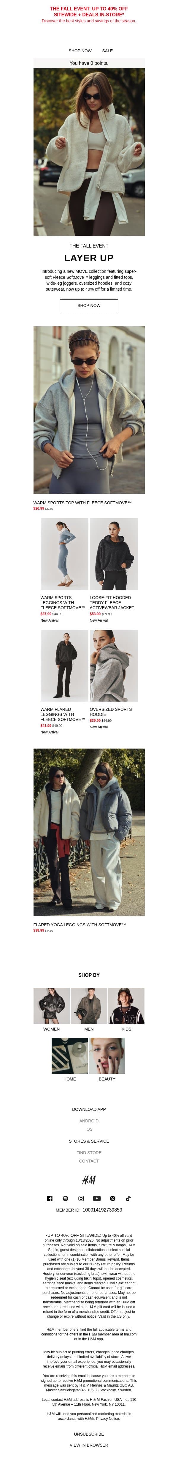 Cozy & versatile activewear, up to 40% off email from H&M Kids screenshot