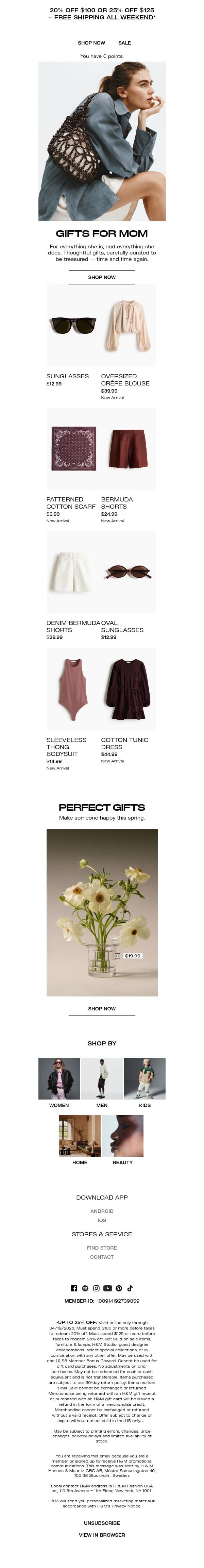 The Mother's Day edit email from H&M Kids screenshot
