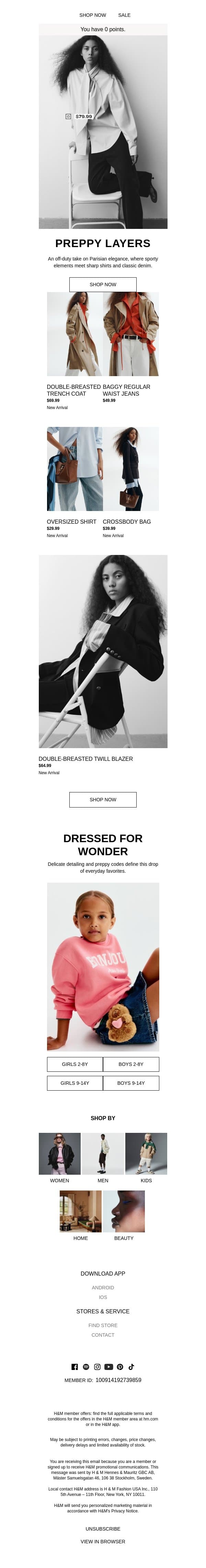 The preppy way to layer email from H&M Kids screenshot