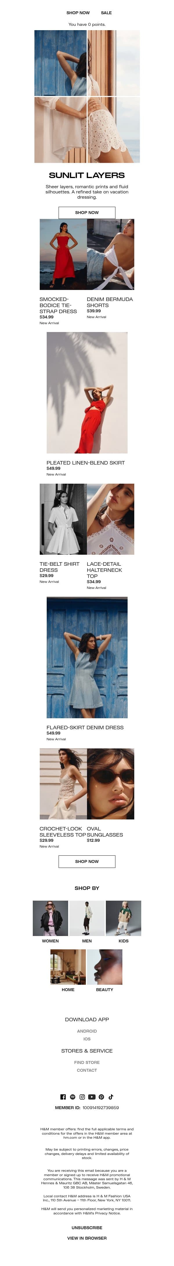 Resort ease email from H&M Kids screenshot