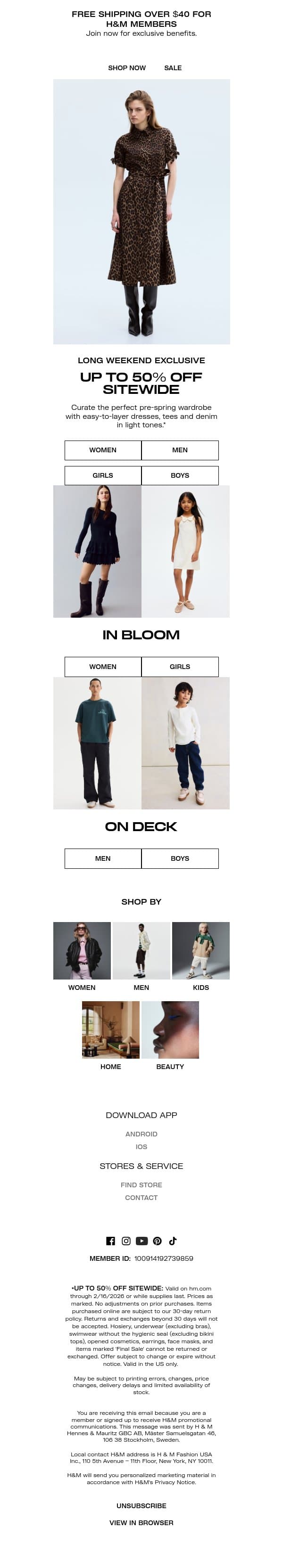 Defrost with up to 50% off email from H&M Kids screenshot