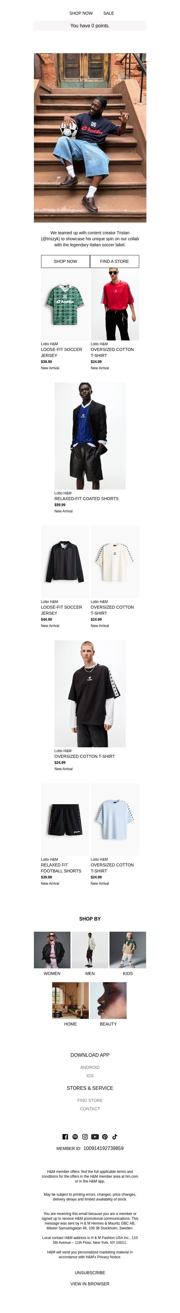 Get the look: @triszyk in LOTTO H&M email from H&M Kids screenshot