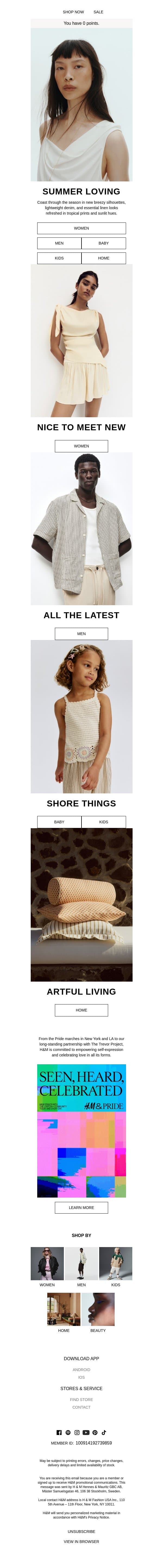 Your summer update is here email from H&M Kids screenshot
