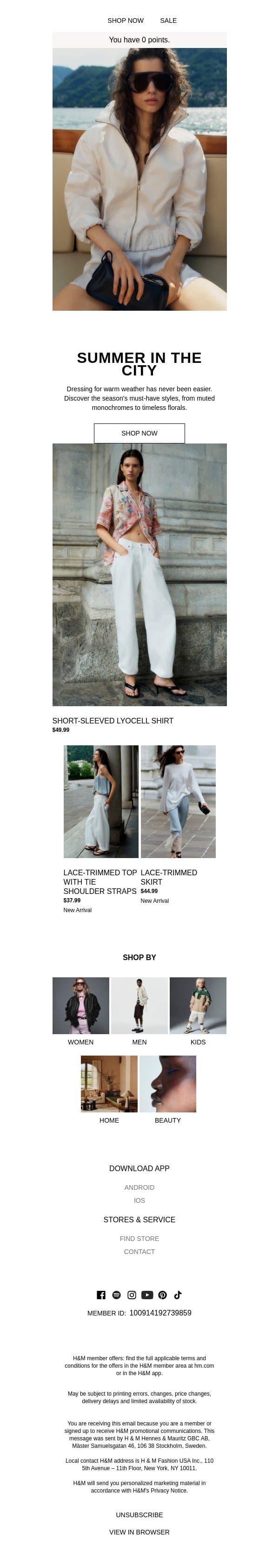 Sorted: your city summer wardrobe email from H&M Kids screenshot