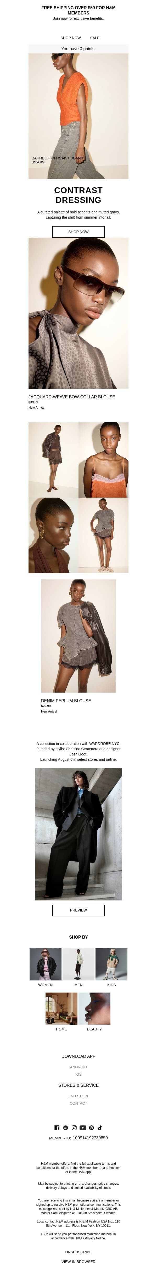 Contrast dressing email from H&M Kids screenshot