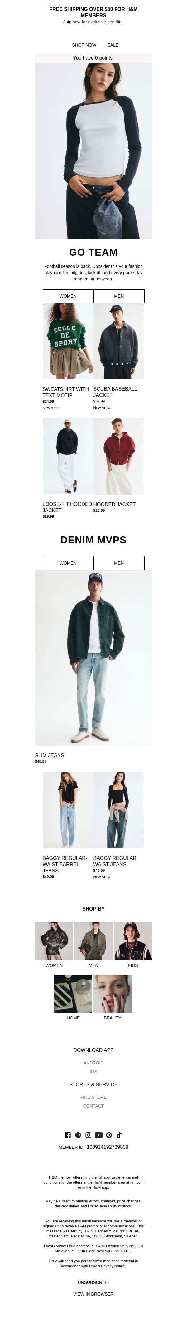 Game-day looks for your highlight reel email from H&M Kids screenshot