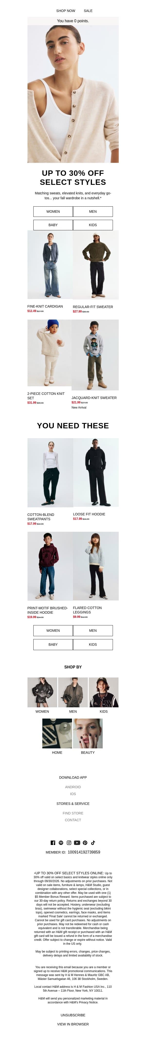 Freshly picked & up to 30% off email from H&M Kids screenshot