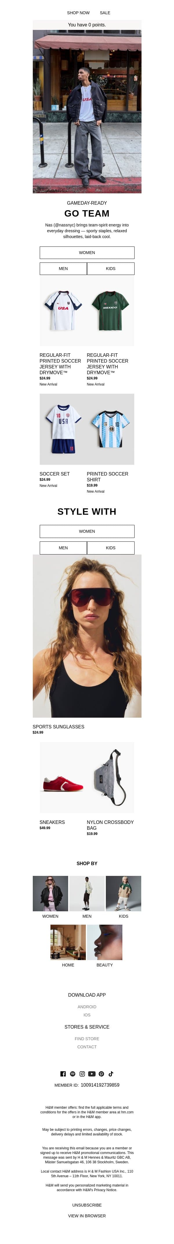 @nassnyc's spin on soccer style email from H&M Kids screenshot