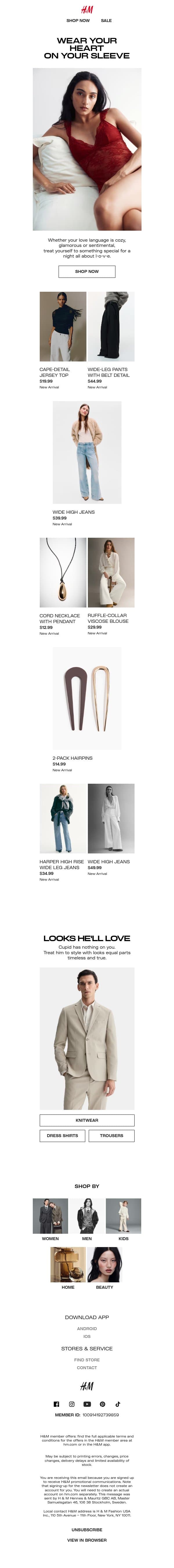 For Valentine's, Galentine's or just because email from H&M Kids screenshot