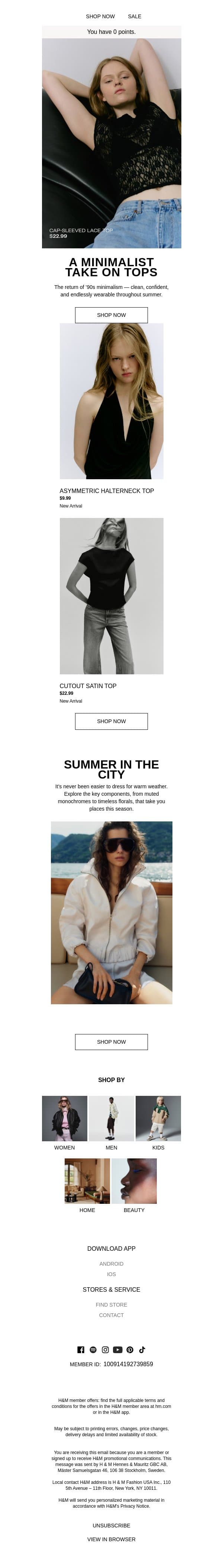 The art of keeping it simple email from H&M Kids screenshot